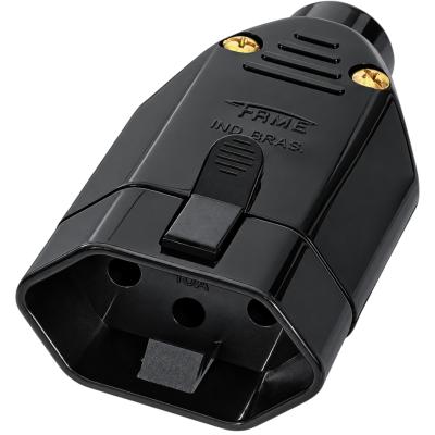 Tomada Móvel Junção Fêmea 2P+T 10A 250V Preta FAME 4176