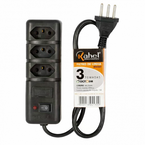 FITRO DE LINHA 3 SAIDAS BIVOLT COM PROTEÇAO 0,85 MT ''KAHEL