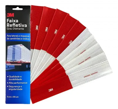 Faixa Refletiva Lateral 3M 30cm x 5cm Kit com 10 Unidades (C10)