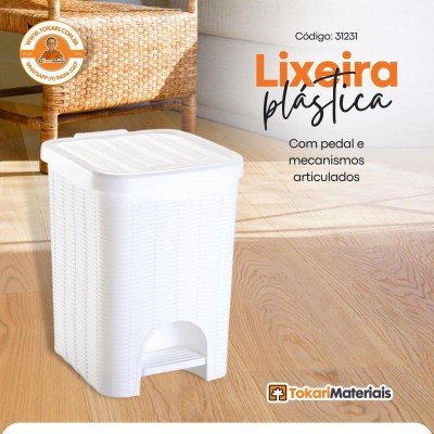 Lixeira Plástica com Pedal Vime Branca 12 Litros Nitron