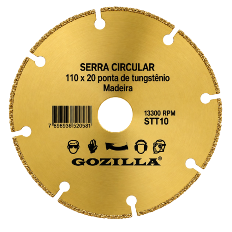 Disco de Serra Circular para Madeira 110 x 20 mm com Ponta de Tungstênio Gozilla