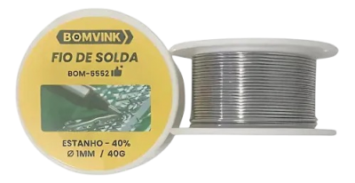 Fio de Solda Estanho 40% 1.0mm 40g Bomvink BOM-5552 – Soldagem Profissional com Alta Precisão