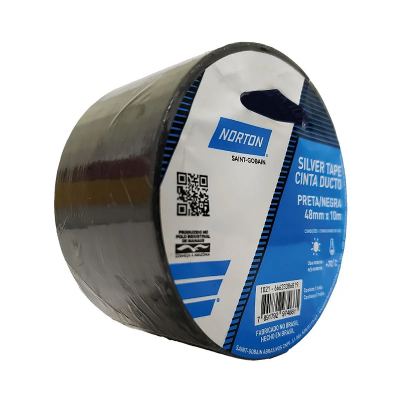 Fita Silver Tape Preta 48mm x 5m Norton