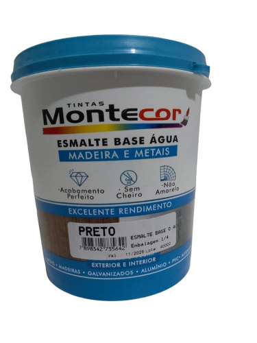 ESMALTE BASE AGUA MADEIRA E METAIS MONTECOR PRETA