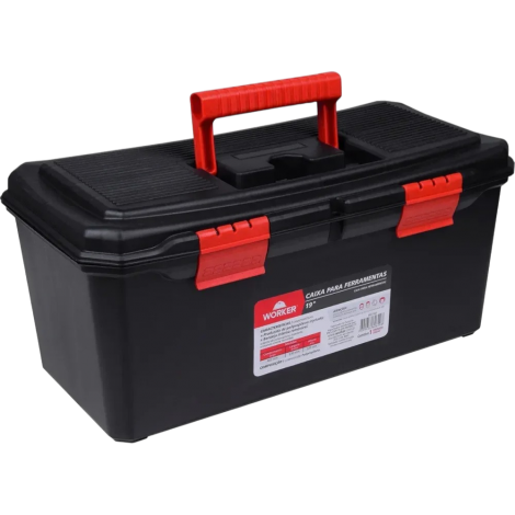 Caixa para Ferramentas 19" Worker em Polipropileno com Bandeja Interna Removível 482x230x220mm Preta