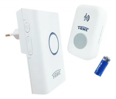 Campainha Sem Fio Bivolt com Bateria Branca FAME 4368 58 Melodias