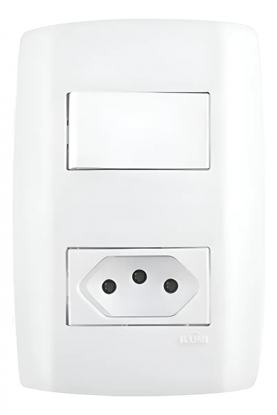 Conjunto Interruptor Simples 10A + Tomada 10A 250V Slim Ilumi