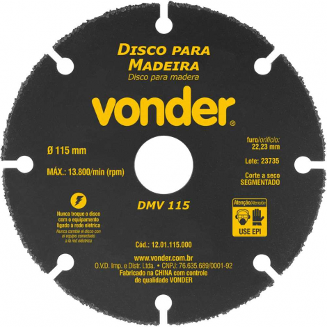 Disco para Madeira 115 mm DMV115 Vonder para Serra Mármore