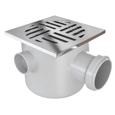 Caixa Sifonada 100x100x50mm com Grelha Max Quadrada Branca Estrela