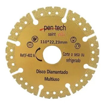 DISCO DIAMANTADO MULTIUSO PEN TECHSTONE CUT 110*22,23MM CORTE SECO OU REFRIGERADO