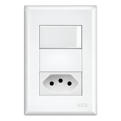 Interruptor Simples com Tomada 2P+T 20A 250V Evidence Branco FAME