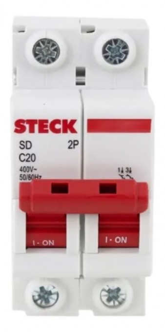 Disjuntor Bipolar Steck SD C20 2P 400V | 20A | Tokari Materiais para Construção