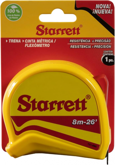Trena de Bolso Starrett T1-8 8m x 25mm Amarela com Trava