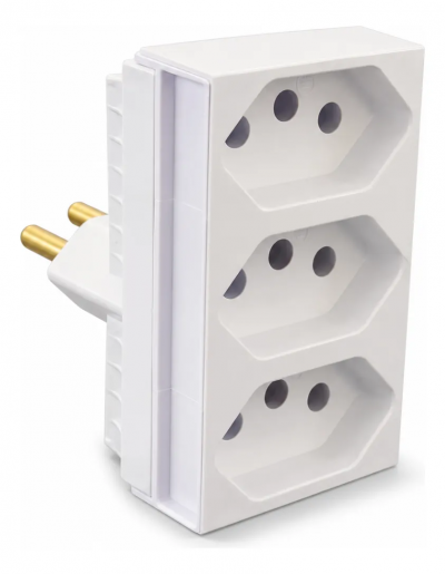 Pino Adaptador com Três Saídas Monobloco 2P+T 20A 250V Ilumi – Mais Conexões com Segurança | Tokari