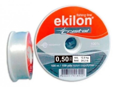 Linha de Pesca Ekilon Crystal 0,50mm – 100m, 12,8kg de Resistência, 100% Poliamida