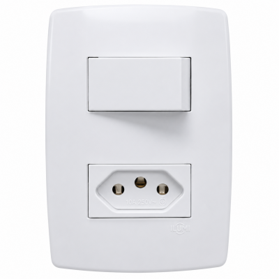 Conjunto Interruptor Simples 10A + Tomada 20A 250V Slim Iguatemi