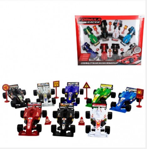 KIT CARRO CORRIDA FRICCAO 8 PECAS ETITOYS