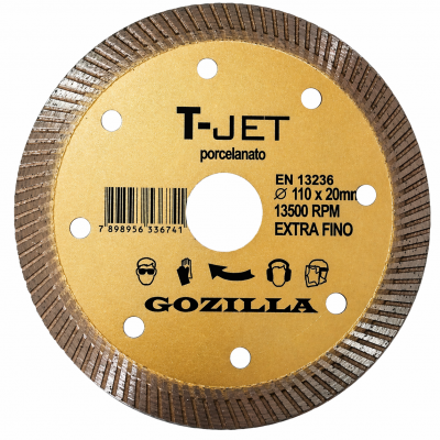 Disco Diamantado 110mm para Porcelanato Teya Gozilla Extra Fino Furo 20mm