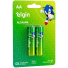 Pilha Alcalina AA 1,5V LR6 Elgin com 2 Unidades